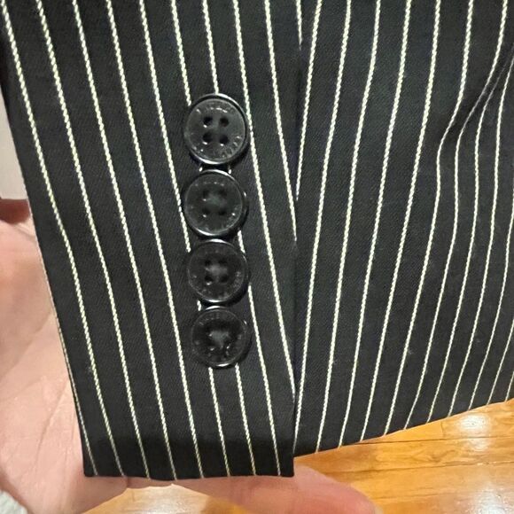 Lauren Ralph Lauren Wool blend striped blazer Black tan cream colored stripes - Picture 4 of 10